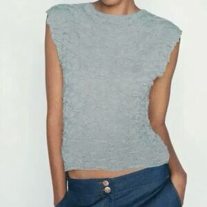 Zara Green/Gray  Textured Sleeveless  Top size Medium New no tag